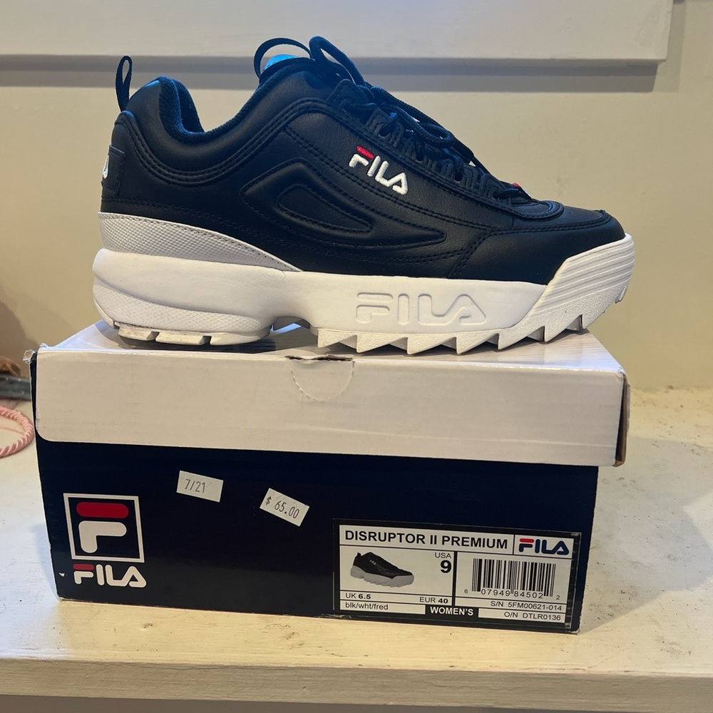 Fila Disruptor II Premium Black and White Sneakers
